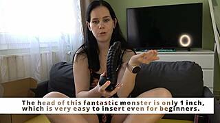 beauty anna unboxes a black dildo from funzze toy store