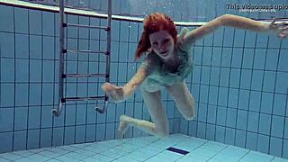 Tiny ass russian brunette nastya in a tight dress has outdoor underwater sex with european babe