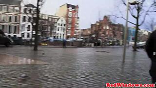 tourist gets his cock sucked by amsterdam hooker, covered in jizz