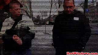 tourist gets his cock sucked by amsterdam hooker, covered in jizz