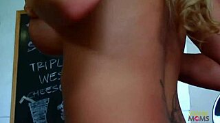 blonde waitress with bouncy tits gets naughty with boss on first day