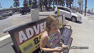 Amazing big breasted teen 18+ blows outdoors with intense passion