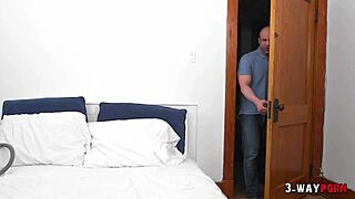 3-way porn - 2 petite babes fucked hard by a pervert in college