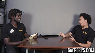 Muscle Security Officer Drills Gay Guy's Ass After Sensual Blowjob