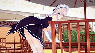 Belfast invites me to lunch in this POV scene from Azurlane, watch the full movie on Sheer Fantasyking3.