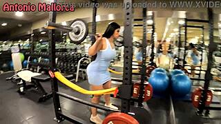 Huge-ass Brazilian babe gets slammed hard during a rough gym quickie.