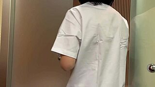 Surprising Hotel Cleaning Girl in Bathroom for a Quick Public Finish