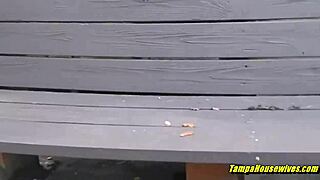 Smoking hot blonde in heels doing outdoor blowjob and doggystyle