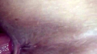 Intimate moment with BBW wife in doggystyle position and close-up view