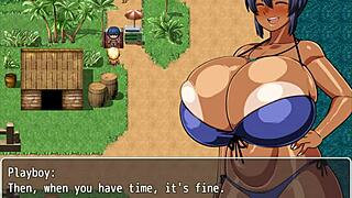 Tanned Natsuki in Hentai Game Ep 8, Hot Oil Massage at Beach! 🔥