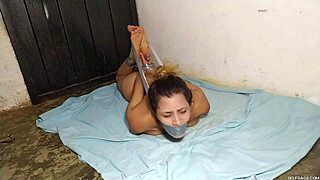 Hysterical Slut Hogtied Naked In The Basement