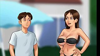 Summertime Saga: Stepbro vs Stepsis Risky Public Pool Fuck