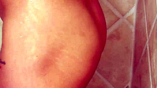 this tiny brunette milf takes a hot shower with her father in law