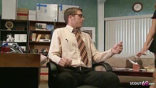 two hot teens shock nerd with ffm threesome fun