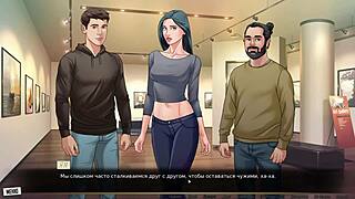 our red string part 3 gameplay features naked cartoon model in outdoor setting with huge natural tits