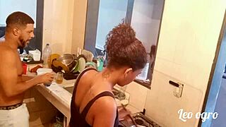 In The Kitchen Where The Wild Lesbian Fucking Started With Myllena Rios!