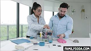 Scientist stepsiblings fuck in the lab with nerdy braces and taboo passion