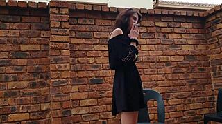 Hey, watch this small-titted brunette milf smoking in her kinky solo compilation!