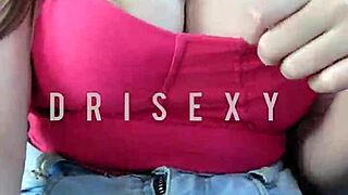dri sexy plays with her small tits and pussy using toys in the app driver's car