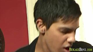 Latino Twink Bound in Police Uniform Receives Hardcore Bukkake Facial