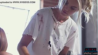 Playboy bunnies pose perfectly on the photoshoot set with natural tits.