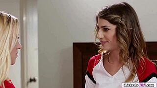 Watch a lesbian teen dominate by facesitting a stunning blonde cheerleader.