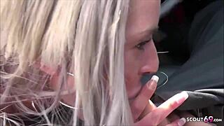 Blonde teen flashes cock in German McDonald's public
