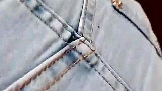 Skirtshouse teasing in clear jeans skirt 😏