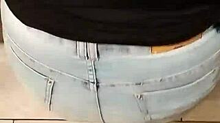 Skirtshouse teasing in clear jeans skirt 😏