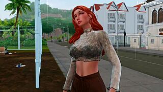 innocent redhead bangs bbc on street in wild 3d sims 4 animation
