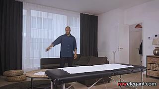 Classy tattooed euro babe gets massaged then pussyfucked in doggystyle