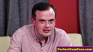 damn, check out this huge-titted english redhead getting a messy facial cum blast!