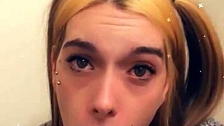 Pretty Tranny Craves to Suck You Off While Playing With Toys. She Looks Adorable in Her Princess Outfit.