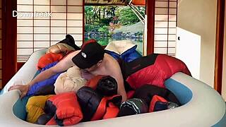 Wow, Look at This! 20 Down Jackets in an Inflatable Pool!