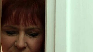 Mature lady catches sub jerking in the bathroom close up 😈
