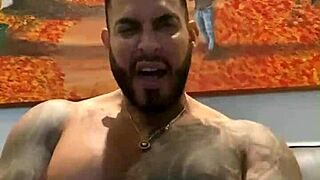 muscle guy masturbates big black cock outdoors 😈