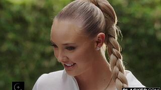 Petite blonde Paisley seduces black stranger