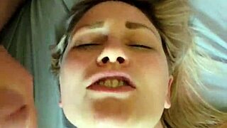 dirty talking hotwife gets a sticky facial after her pussy takes a pounding