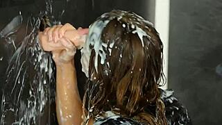 I watched this classy eurobabe get sprayed with hot jizz in a gloryhole blowbang, it's so adorable!