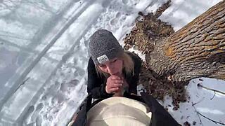 i love outdoor sex in the park during winter with big tits