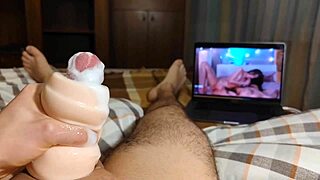 alex huff jerks off with new toy, cumming lots and moaning softly