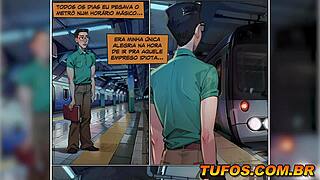 Brazilian Nerd Girl Goes Wild Without Panties in Dark Metro Train.