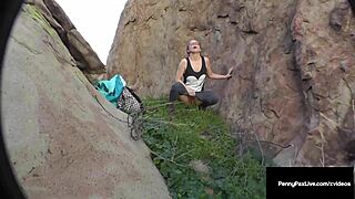 redhead horny hiker penny pax enjoys outdoor adventure with facial