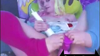 Anime Teen Plays with Vibrator Using Feet