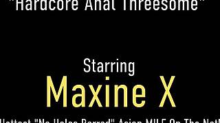 Bisexual Layla Lust and Maxine X tease with group blowjob and riding?