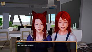 in my new family, the redhead teen interacts with cartoon amateurs