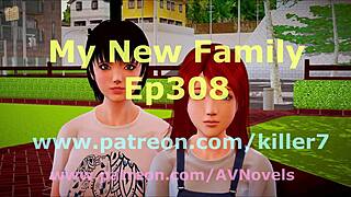 in my new family, the redhead teen interacts with cartoon amateurs