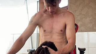 hangout on porch turns into blowjob for tattooed teen babe.