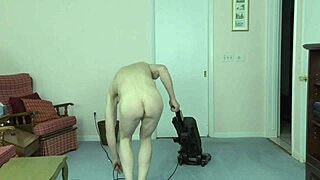 Horny gay nudist tidies up his place with flair
