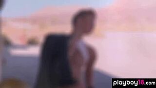 classy short haired babe britt linn goes out for a naked swim feeling free and excited